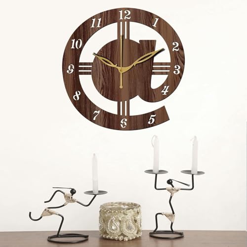 Image of SKYVILLA 12 Inch Wooden MDF Analog Wall Clock with English Numerals | Silent Quartz Movement | Lightweight Without Glass Design for Home Living Room Bedroom