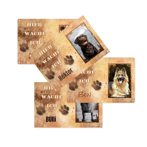 Hundeschild personalisiert – 30×20 cm – mit Foto & Wunschtext/Name – hochwertiger Druck, wetterfest & UV-beständig – Haustür, Zaun, Garten – individuelles Hunde-Schild für Endkunden