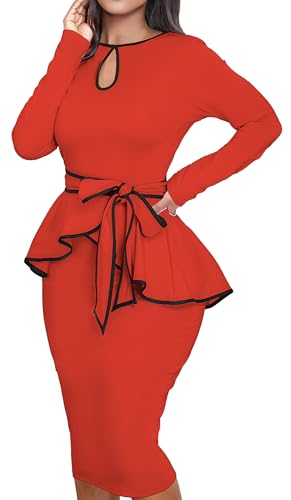 Image of Women's Bodycon Vintage Dresses Elegant Peplum Dresses for Women Business Work Office