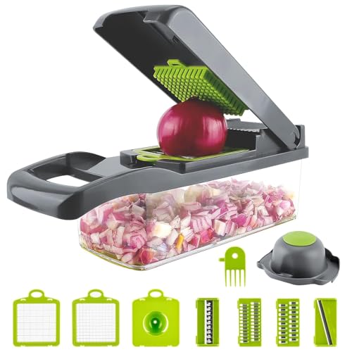 Image of Vegetable Chopper, 14 in 1 Mandoline Veg Chopper and Dicer, Food Chopper, Chopper for Salad Onion Veg Garlic Potato, Kitchen Multifunctional Vegetable Cutter