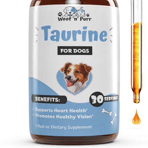 Taurine for Dogs - Taurine Supplement for Dogs - Supports Healthy Vision Heart Immune System & Much More - Dog Heart Supplements - Dog Heart Health - 1 fl oz - Bacon Flavor