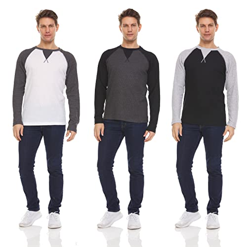 DARESAY 3 Pack: Thermal Long Sleeve Tee Shirt for Men- Henley & Crew Long Sleeve Shirts for Men – Mens Long Sleeve T Shirts2