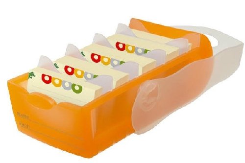 Lernkartei Croco A8 quer mit 5 Stützen und 100 Karten orange/transluzent klar Packung mit 5 Stück