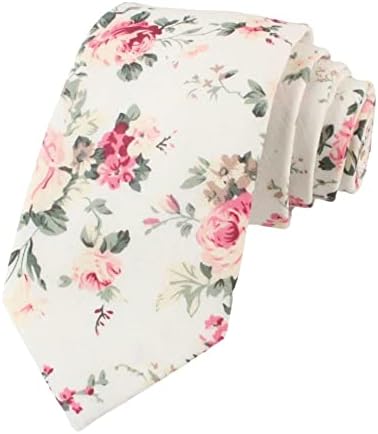 Mytieshop Cream Floral Tie (EMMETT) Cotton, wedding, flower ties, neckties for men, skinny ties, cool ties, groom, groomsmen, ideas.