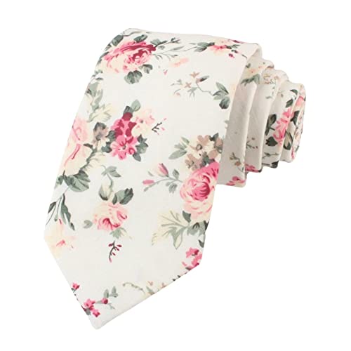 Mytieshop Cream Floral Tie (Emmett) Cotton, Wedding, Flower Ties, Neckties For Men, Skinny Ties, Cool Ties, Groom, Groomsmen, Ideas. #TOP1