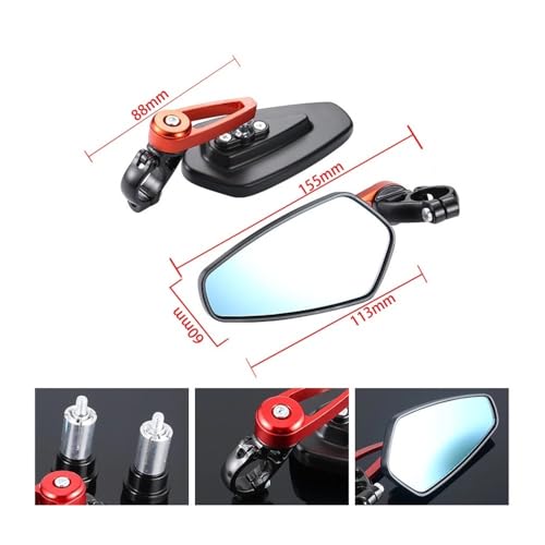 Retrovisor moto universal manillar scooter accesorios espejos retrovisores CNC 22mm 3
