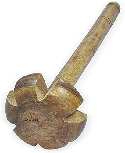 Uva World Handmade Wooden Madani Mixer and Blender Kitchen Tool (Dia 3.2 Inches, Height12 Inches)