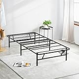 Olee Sleep 14 Inch Foldable Metal Platform Bed Frame, Steel Mattress Foundation, Comfort Base, Easy Under Bed Storage, No Box Spring Needed, Twin Size