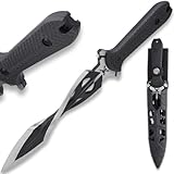 M48 Tsunami Fixed Blade With Vortec Sheath | Twist Blade Design | 7 1/2' Durable two-toned 3Cr13 stainless steel | Rugged Polypropylene Handle | Sub hilt on Handle | Partial serrated sawback | 15' Overall