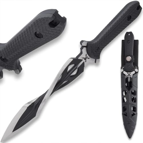 M48 Tsunami Fixed Blade With Vortec Sheath | Twist Blade Design | 7 1/2" Durable two-toned 3Cr13 stainless steel | Rugged Polypropylene Handle | Sub hilt on Handle | Partial serrated sawback | 15" Overall