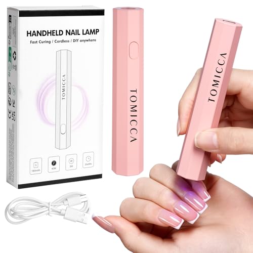 TOMICCA Lampada UV ricaricabile per unghie in gel, mini lampada UV portatile per unghie, piccolo asciugatore LED per smalto gel e tip, innocuo per le unghie, rosa