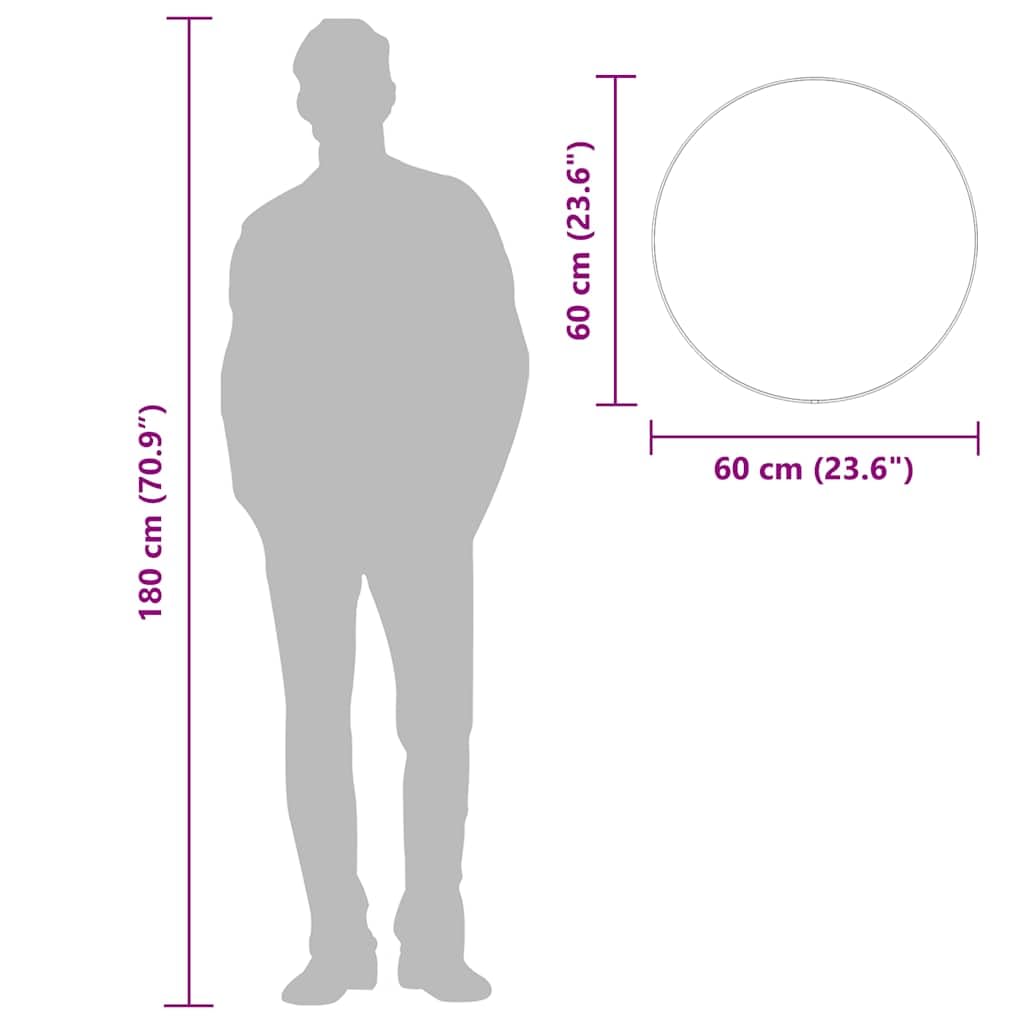 Specchio da Parete Dorato Ø 60 cm Rotondo Oro,348182