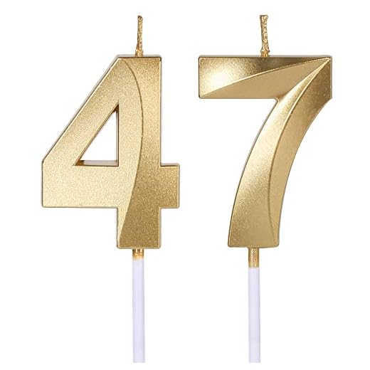 Velas doradas de 47 y 74 cumpleaños para tartas, número 47 74 velas para decoración de pastel para fiestas, aniversarios, bodas, celebraciones