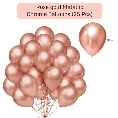 Image of Party Propz Rose Gold Balloons For Decoration - Set Of 25 Pcs Rose Gold Balloons For Birthday | Balloons For Decoration | Bachelorette Party Decorations (Latex)