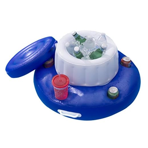 SUN Searcher Chill Out Inflatable Floating Cooler with 5 Beverage Holders