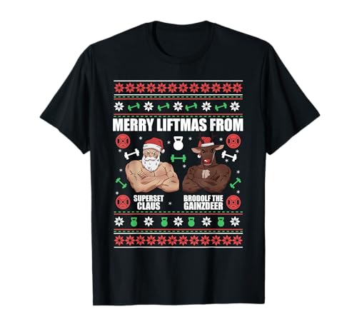 Superset Claus Merry Liftmas von Brodolf the Gainzdeer T-Shirt -...