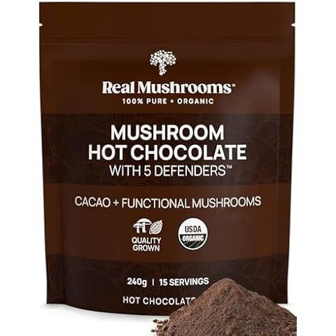 Real Mushrooms Organic Hot Chocolate Mix with 5 Defenders Cover