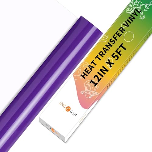 HTVRONT HTV Vinyl Rolls Heat Transfer Vinyl - 12" x 5ft(30.5X152CM) Purple HTV Vinyl for Shirts, Iron on Vinyl for All Cutter Machine - Easy to Cut & Weed