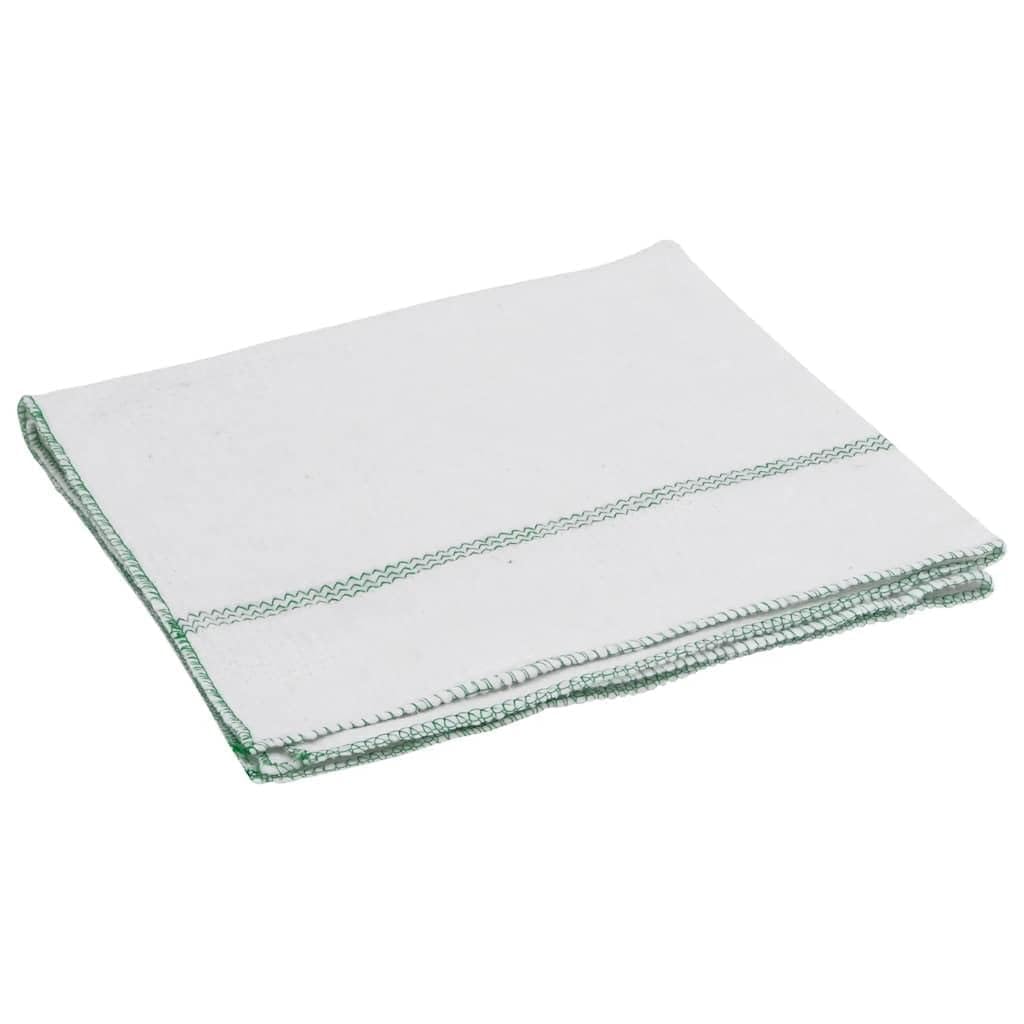 50 x ściereczki do czyszczenia 50 x 60 cm, ściereczki podłogowe z mieszanki bawełny, chłonne ściereczki do czyszczenia podłóg i gospodarstwa domowego, białe z zielonymi paskami, wielokrotnego użytku
