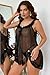 Avidlove Sexy Lingerie for Women Sheer Lace Babydoll Mesh Chemise Sleepwear Nightie Boudior Outfits Black