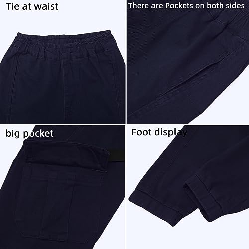 Image of Boys Cargo Pants Cotton Casual Pants Elastic Waist Hiking School Uniform Sweatpants Joggers
