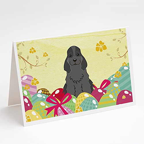 Caroline's Treasures BB6092GCA7P Easter Eggs Cocker Spaniel Black Greeting Cards and Envelopes Pack of 8 Blank Cards with Envelopes Whimsical A7 Size 5x7 Blank Note Cards