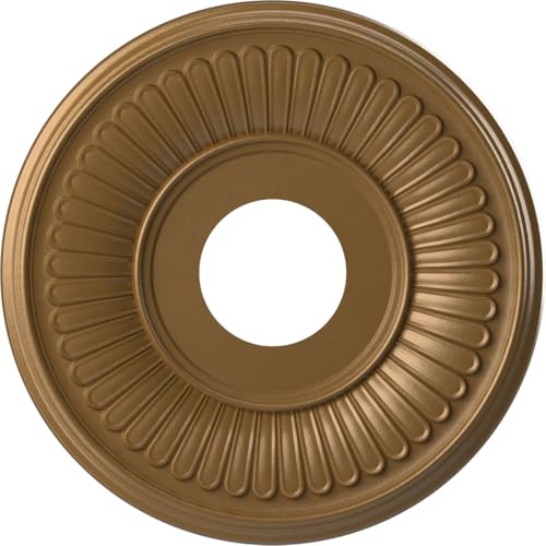 Image of Ekena Millwork CMP13BECGH Berkshire Thermoformed PVC Ceiling Medallion (Fits Canopies up to 5 3 /4 inch), 13 inchOD x 3 1 /2 inchID x 3 /4 inchP, Metallic Gold Rush