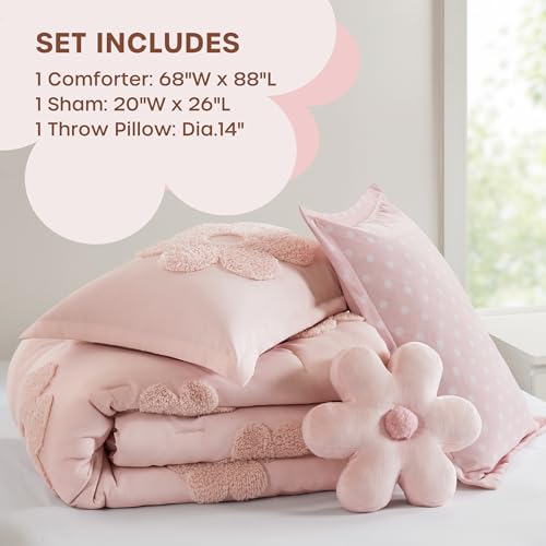 Intelligent Design Kids Twin Duvet Cover Set for Girls, Tufted Chenille Floral Duvet Set Twin, Lightweight Duvet Reversible Bedding Cover