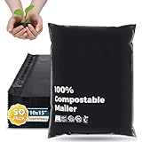 JENCENBIO Compostable Mailers Bags 10x15inch with Self-sealing Strip Eco Friendly Shipping Bags Envelopes for Clothing Shoes Packaging 50 Pack Black