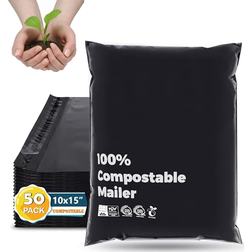 JENCENBIO Compostable Mailers Bags 10x15inch with Self-sealing Strip Eco Friendly
