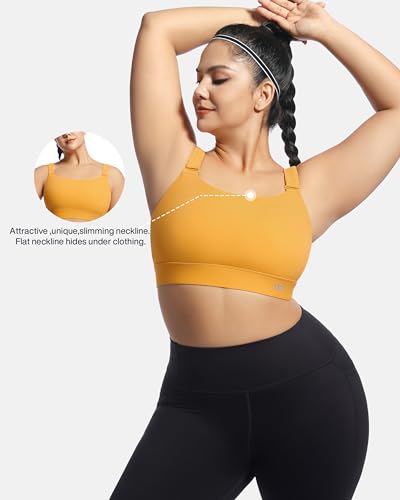 Image of Women's Sports Bra Wirefree Adjustable Medium-High Support Everyday Wear for Large Bust Plus Size with Removable Pads