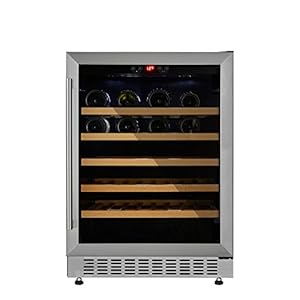 Cookology CWC600SS Freestanding Undercounter Fridge Cabinet 60cm Wine Cooler, 54 Bottle, 135 Litre Capacity, with Digital Temperature Control and Reversible Door – in Stainless Steel