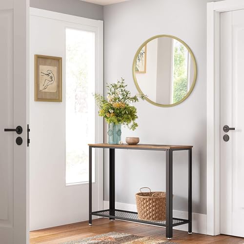 Image of Gold Bathroom Mirrors for Wall Round Horn Circle Brushed Small Mirror Wall Mounted Mirrors Anti Rust Aluminum Ative Mirror for Entryway Hallway Entrance Housewarming