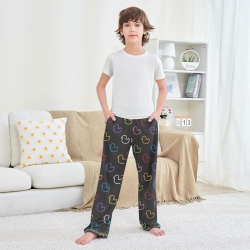 Boys' Pants Duck Rubber Duck Pattern Black Long Bottoms Jogger Pants Elastic Waist Trousers with Pockets S-XL3