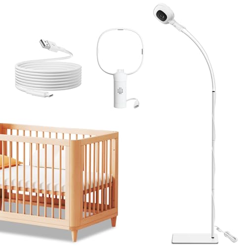 Floor Stand Compatible with Nanit Pro Baby Monitor Gooseneck Swivel Holder Mount with Type-C Port & Fully Enclosed Housing Adjustable Height Baby Monitor Stand Temperature and Humidity Display