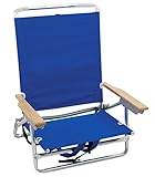 Rio Brands 5 Position Classic Lay Flat Beach Chair with Backpack Straps