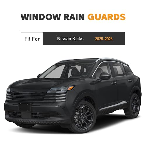 Image of Tape-On Window Deflectors for 2025 2026 Nissan Kicks(Not for Play) with Chrome, Out-Channel Rain Guards, Window Visors for Cars, Vent Deflector, 4pcs