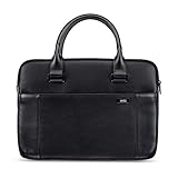 Artwizz Leather Bag - Leder-Tasche kompatibel mit MacBook Pro 14, MacBook Pro 13, MB Air 13 - Notebook Tragetasche mit Zubehörfach, Schwarz, 13-14 Zoll