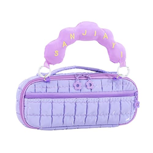 Estuche con forma de nube con asa para bolígrafos, cuadernos, artículos esenciales para el aula, impresión de niebla, fácil de limpiar, con forma de nube