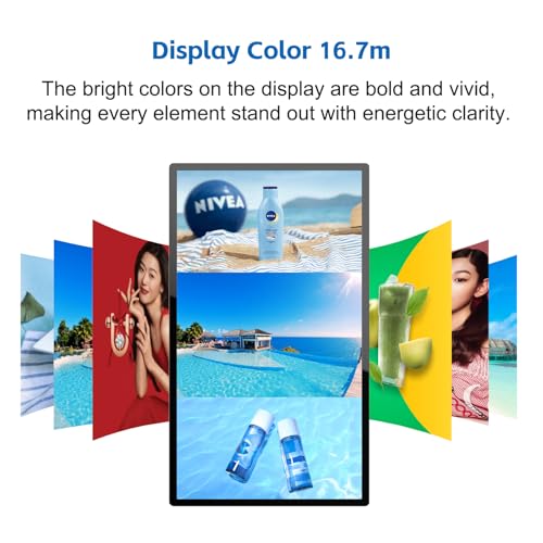 Image of GreenTouch 32 Inch Industrial Digital Signage Touchscreen Monitor, 500 Nits Display 1920 x 1080P, Built-in Speaker, with HDMI + VGA + DVI Ports for Advertising
