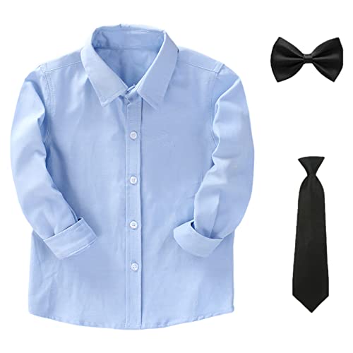 Image of amropi Boy Tuxedo Outfit 5-Piece Long Sleeve Bow-Tie Shirt and Suspender Pants Set for Age 1-13 Years