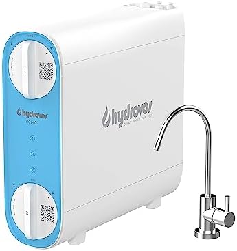 HYDROVOS タンクレス逆浸透システム 400 GPD、NSF 372 認定済み鉛なし、TDS、フッ化物、PFASを低減、効率的な2:1 ピュア排水、キッチンシンク下RO浄水器、USA Tech Support