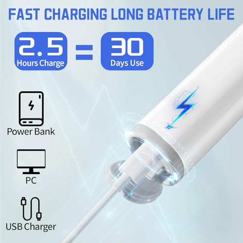 Elektrische Zahnbürste mit 3 Bürstenköpfe & 6 Putzmodi, Schallzahnbürste 30S-Erinnerung 2 Minuten Integrierter Smart Timer, 50000 VPM Ultraschallzahnbürste, Erwachsene Kinder Electric Toothbrush Weiß – Bild 7