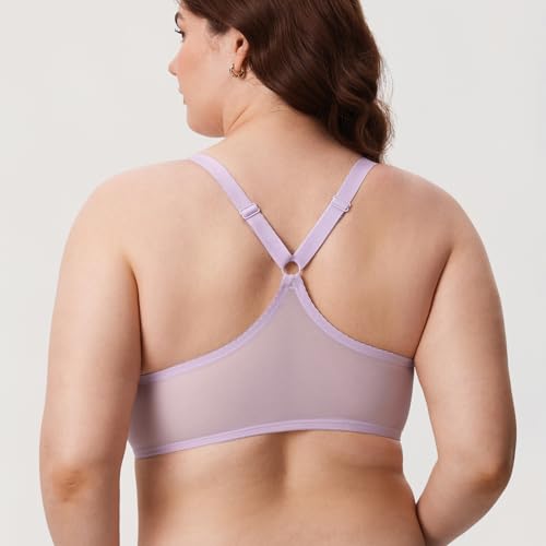 Image of DELIMIRA Women's Front Closure Racerback Bras | Plus Size, Full Coverage, Lace, Underwire, No Padding Unlined