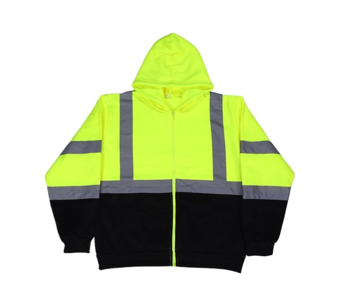 Chaleco de Alta Visibilidad Chaleco Reflectante Ropa De Seguridad Reflectante Con Capucha Cálida De Terciopelo De Manga Larga De Otoño E Invierno Chaleco de Trabajo Chaleco de Seguridad