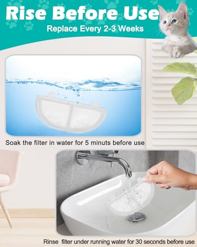 Filtros de reemplazo para fuente de agua de gatos 6 piezas miniatura 4