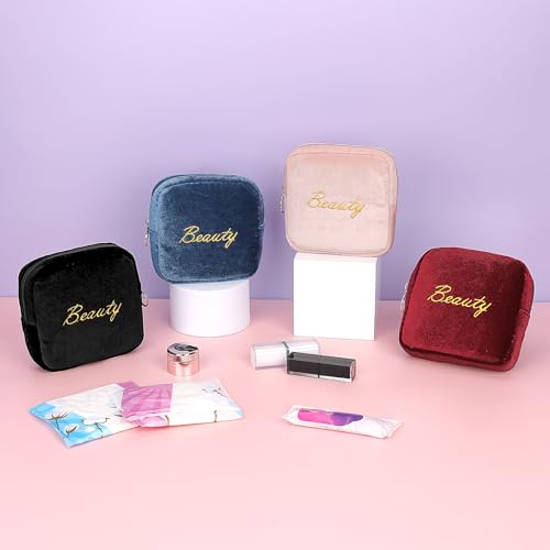 Image of Flannel Sanitary Napkin Storage Bags Menstrual Cup Pouch Portable Zipper Nursing Pad Holder Tampons Collect Bags Feminine Menstruation First Period Kit Bag for Women Red