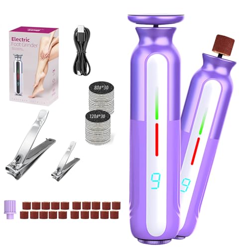 Removedor eléctrico de callos de pies, lima eléctrica portátil 2 en 1, herramientas de pedicura para pies, perfecto para piel muerta, agrietada y seca, regalo ideal (incluye 2 cortaúñas)