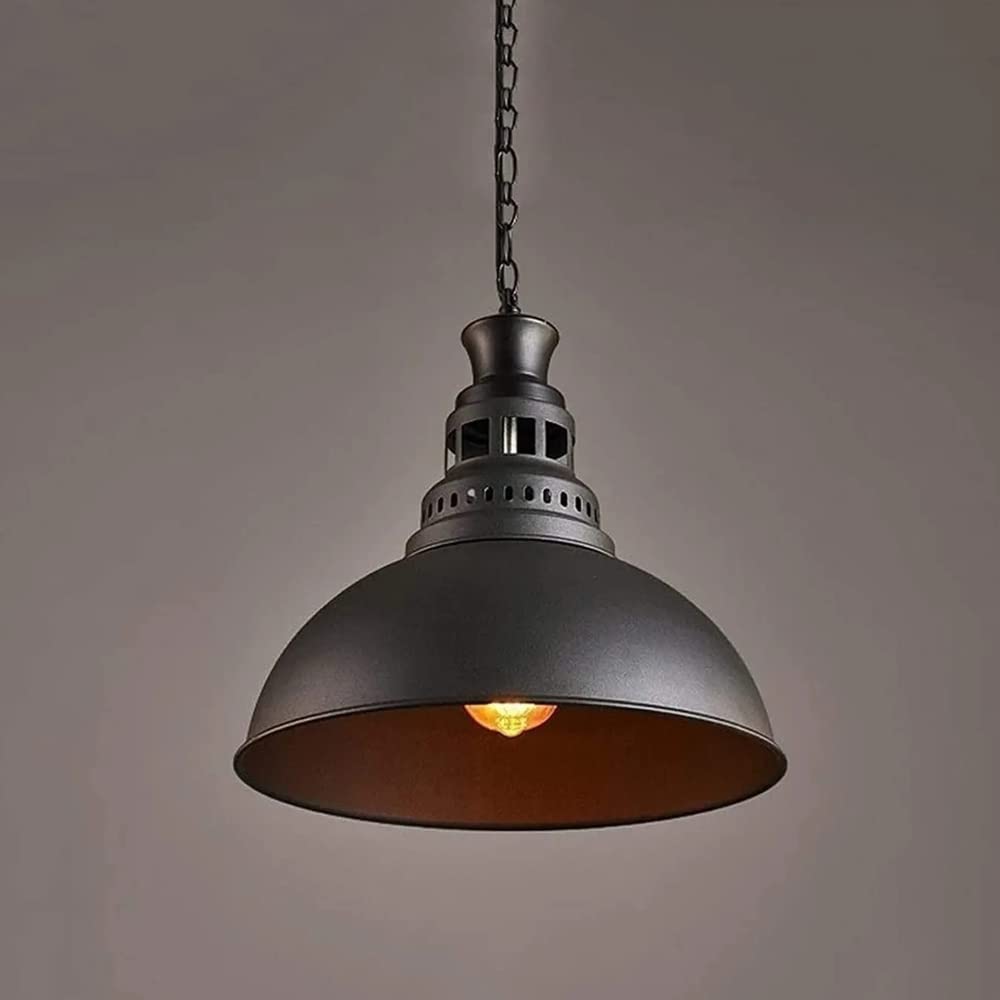 HXYSXHJUO Retro Pendant Light Hollow Top Hanging Lamp Industrial Kitchen Island E26/E27 Metal Lampshade Chandeliers Ceiling With Adjustable Chain