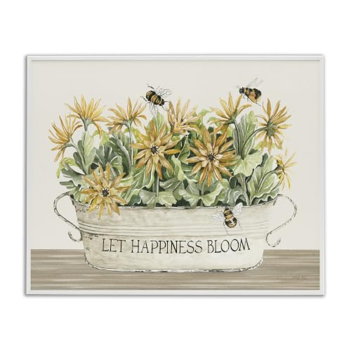 Bee Hovering Rustic Flower Jar, 16 x 20 Inch Framed Giclée Print
